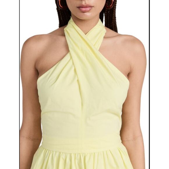 STAUD Kai Smocked Halter Top Sunray Yellow XS Cotton Tie Neck Criss Cross Neck - Picture 1 of 6
